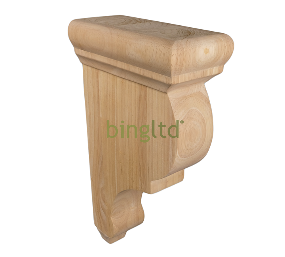 12’ Corbel Brighton Style Solid Wood (C2S) Unfinished / Box Of 12 Rubberwood Corbels & Brackets
