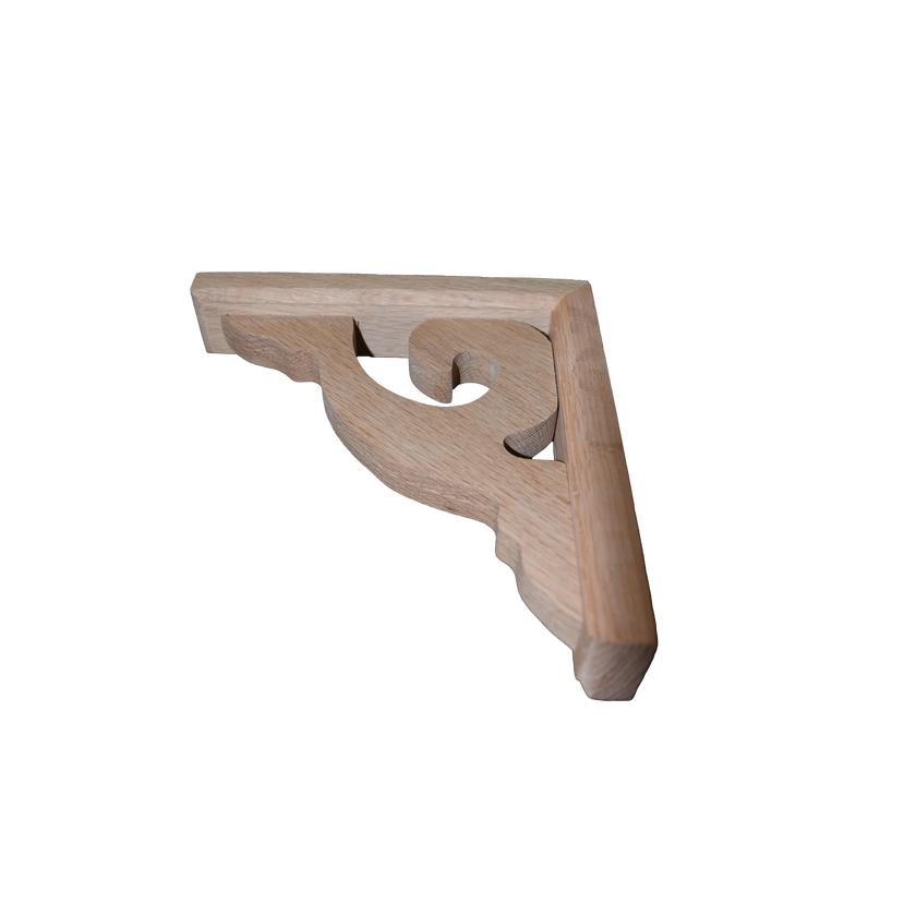 7’ Red Oak Scroll Shelf Bracket (Brk7S-Oak-Unf) Corbels & Brackets