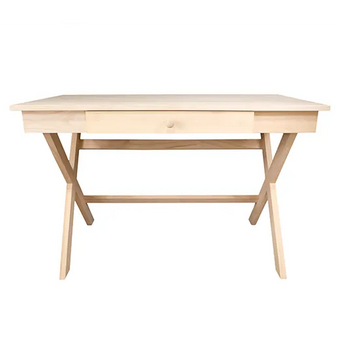 Remo Desk X Leg Design Solid Wood With Drawer - Unfinished Desks