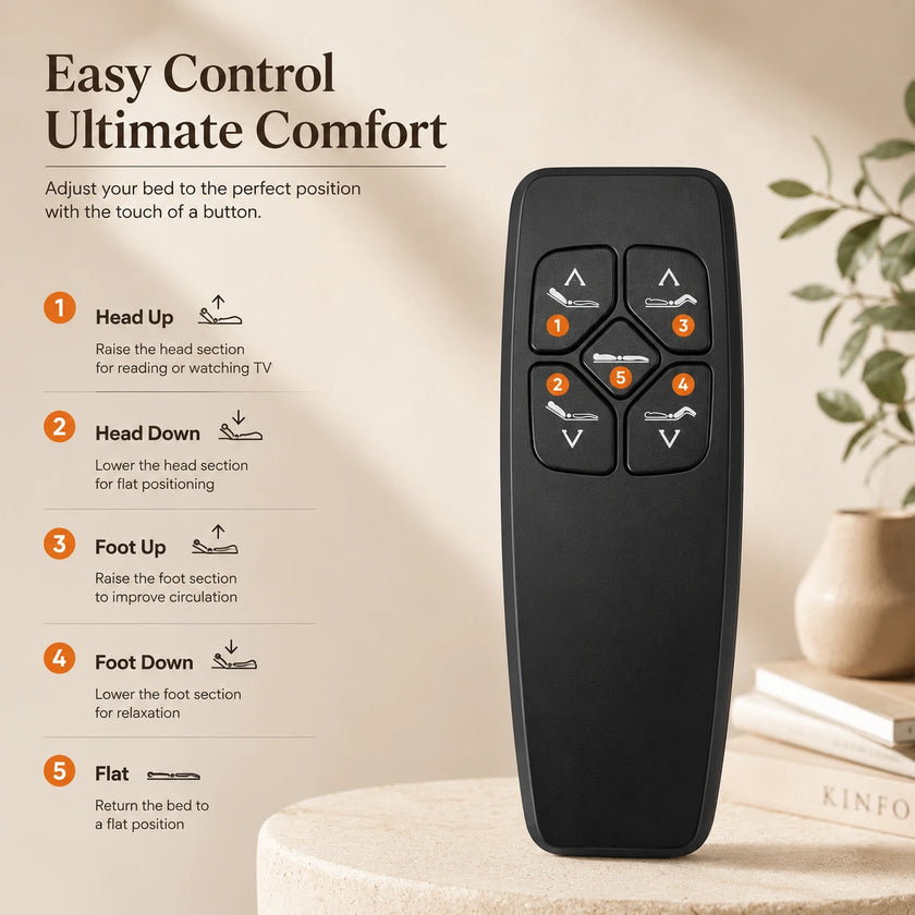 Dormi Adjustable Bed with wireless remote, Head & Foot 8