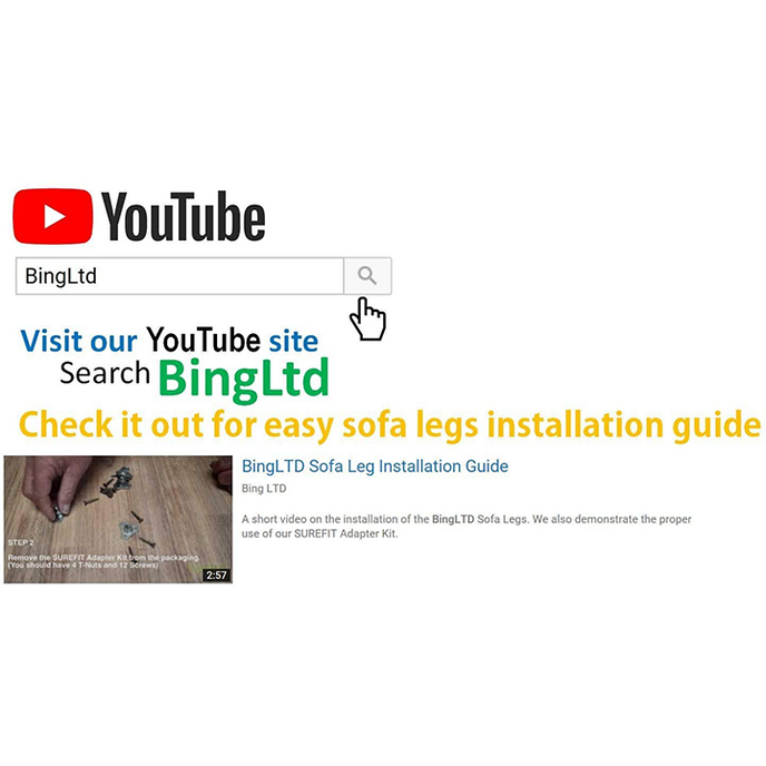 2’ Square Tapered Hardwood Sofa Legs (St302-157)