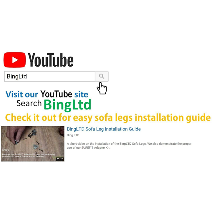 5 1/4’ Square Tapered Hardwood Sofa Legs (Rico)