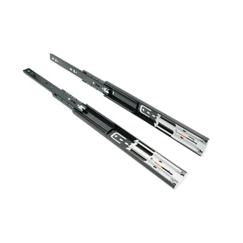 bingltd- Push to Open Drawer Slide, 3 Section Full Extension, Heavy Duty 150 LB Load Capacity, Especially for Handleless Cabinet & Drawer, Ball Bearing, Side Mount, Black