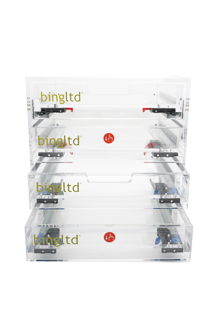 Bingltd- Hardware Push To Open Undermount Ball Bearing Drawer Slides 100 Lbs Capacity Black - Set