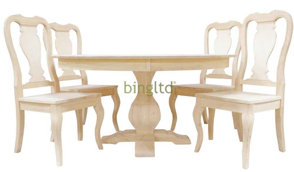 Bingltd - 30’ Tall Miller Round Dining Table Set For Kitchen Room With 4 Built Chairs 48 Inch /