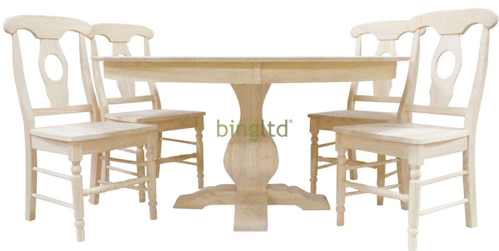 Bingltd - 30’ Tall Miller Round Dining Table Set For Kitchen Room With 4 Built Chairs 48 Inch /