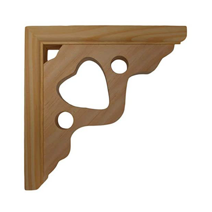 7’ Pine Heart Bracket Corner Trim (Brk7Mh-Pi-Unf) Unfinished / Set Of 1 Corbels & Brackets