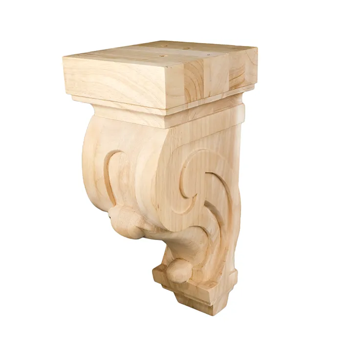 9 1/8’ Corbel Traditional Solid Rubberwood Bracket (C-Cbln-Rw) Unfinished / Box Of 12 Corbels &