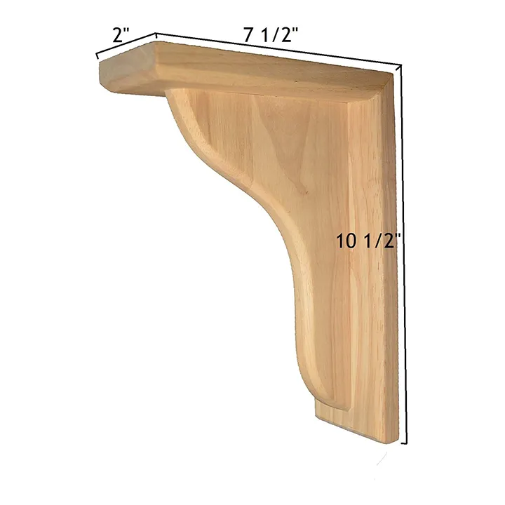 10 1/2’ Corbel Traditional Solid Hardwood Bracket (C6) Unfinished / Box Of 24 Rubberwood Corbels