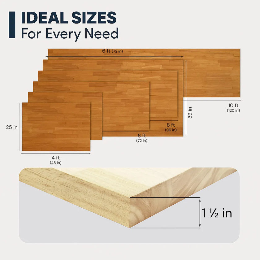 bingltd- Unfinished Birch Solid Wood Butcher Block Countertop With Square Edge